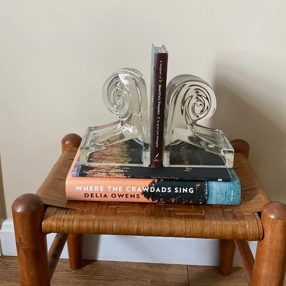 Vintage Art Deco Wave clear glass bookends - Picture 1 of 9